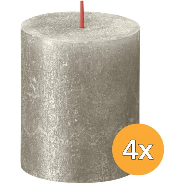 Bolsius Stompkaarsen Shimmer 4 st rustiek 80x68 mm champagnekleurig