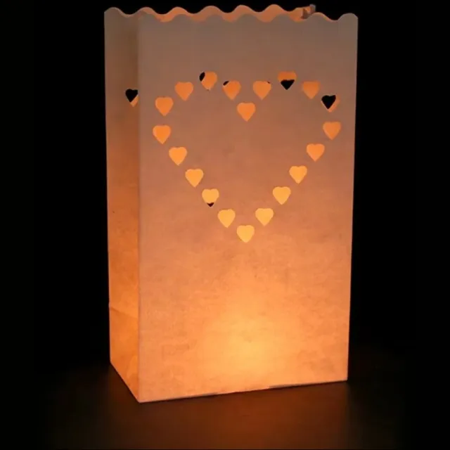 Go Go Gadget Candle bag - Windlicht - Lantaarn - 1 set van 10 stuks - Wit - Hart Wit Hart