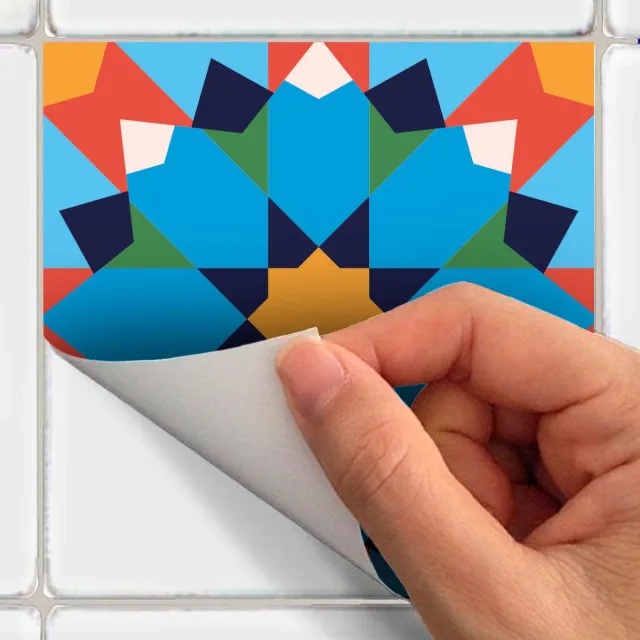 Ambiance Sticker Zelfklevende tegelmuurstickers voor keuken en badkamer - 9 AURORIA AZULEJOS tegelstickers - 9 stickers 10x10cm multi color
