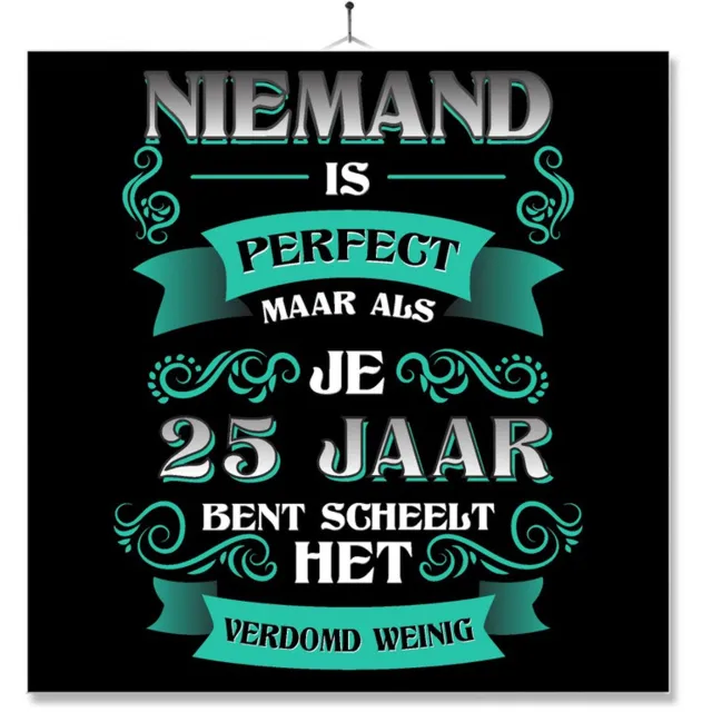 MC Living Tegel Met Opdruk | Kado | Cadeau | Verjaardag | Niemand Is Perfect Maar Als Je 25 Jaar Bent Scheelt Het Verdomd Weinig Multi-Color