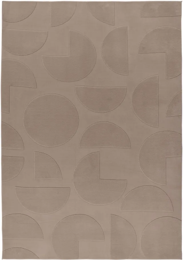 Padiro design laagpolig vloerkleed 80 x 150 cm - donkerbeige - modern geometrisch patroon - voor vloerverwarming - van polyester en katoen