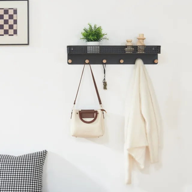en.casa Wandkapstok Jäller 60x14x12 cm zwart [en.casa]