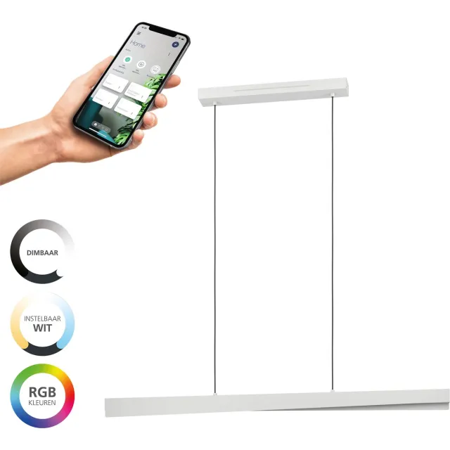 EGLO connect.z Bolognano-Z Smart Hanglamp - LED - 117 cm - Grijs/Wit - Instelbaar RGB & wit licht - Dimbaar - Zigbee