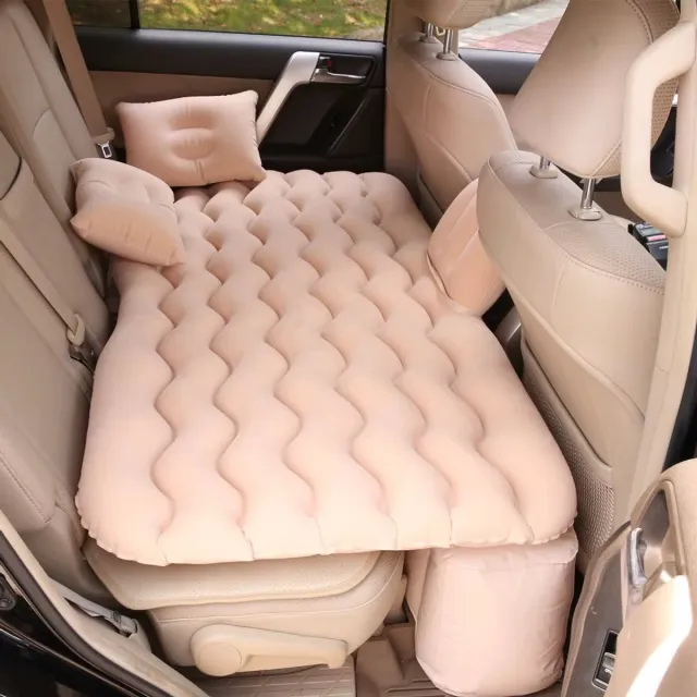 rimmo Auto lucht opblaasbaar reismatras voor achterbank – opblaasbaar auto matras en camping bed - universeel auto bed kussen voor reizen en outdoor gebruik - Beige