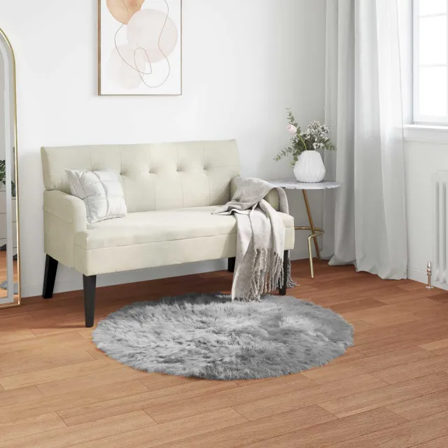vidaXL Tapijt van imitatie TAFALLA Grijs Ø 80 cm Polyester, foto 2