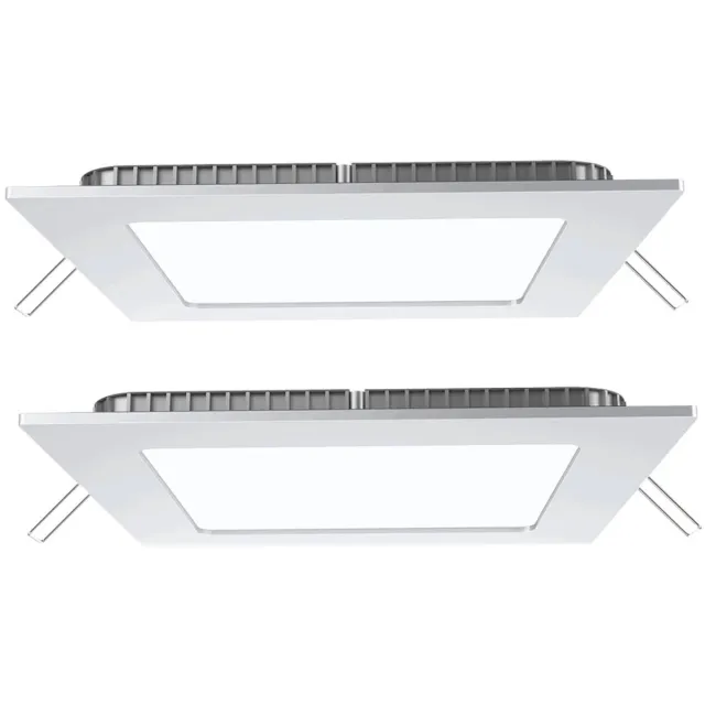 V-TAC LED inbouwlamp plafondlamp paneel wit woonkamerlamp halverlichting, aluminium, 15W 1350lm warm wit, LxBxD 16x16x2 cm, set van 2