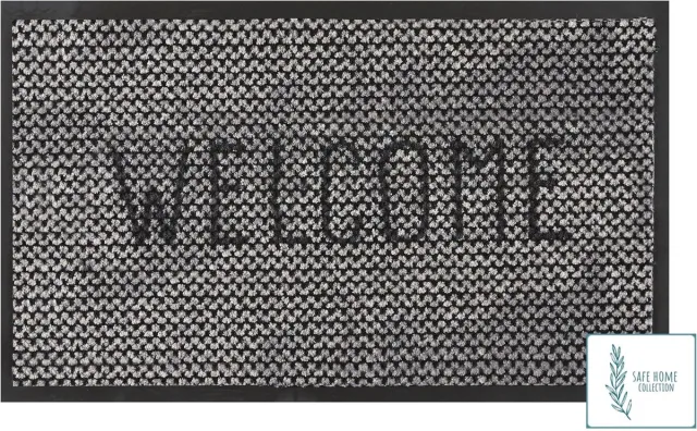MD-Entree MD Entree - Deurmat - Schoonloopmat met antibacteriële werking - SAFE HOME COLLECTION - Welcome - 45 x 75 cm Antraciet