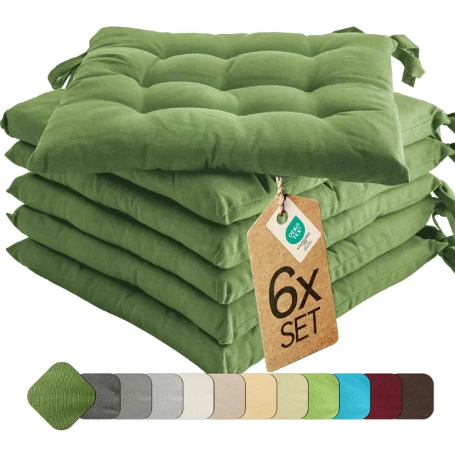 etérea Himmlische Qualität etérea Basic Zitkussen Stoelkussen - Seat Cushion 6 Stuk - 40x40 cm - Cactus Groen