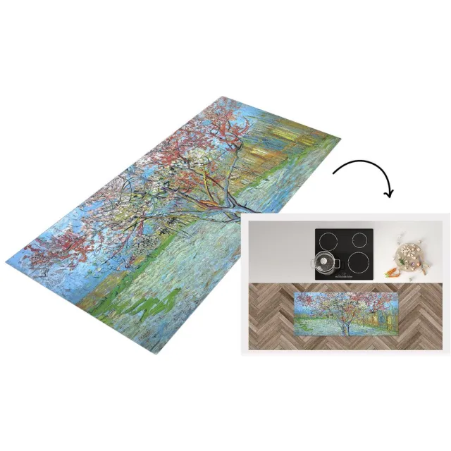 KitchenYeah Keukenloper - Loper keuken - De roze perzikboom - Vincent van Gogh - Keukenloper vinyl Multicolor