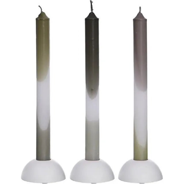 Candles Dip Dye Candles Set 3 st. Olive/Mint Olijf