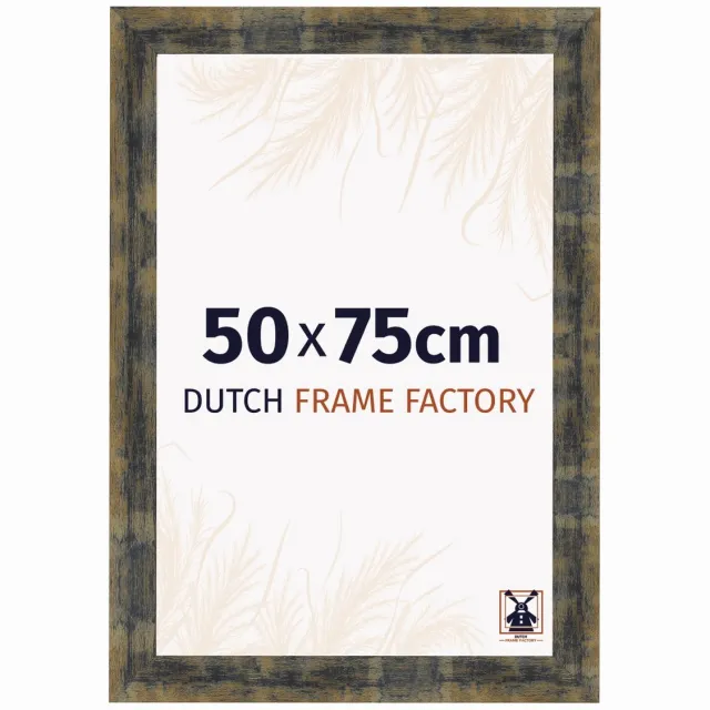 Dutch Frame Factory Fotolijst 50x75 cm - MDF - Blauw Goud Gemeleerd - Praag