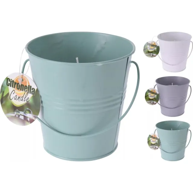 Pro Garden Citronella kaars metalen emmer 10cm verschillende