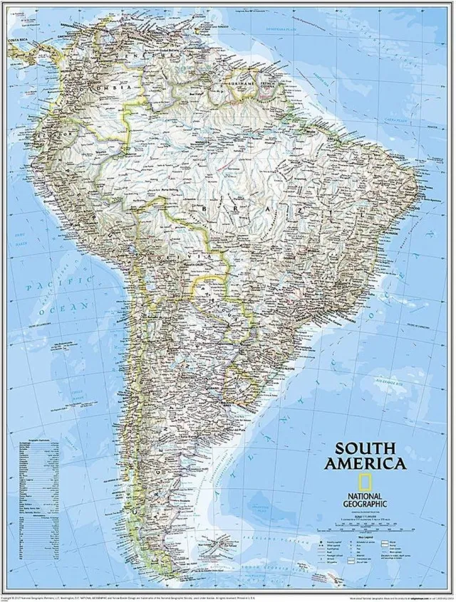 National Geographic Poster South America Classic – National Geographic – 60 x 77 cm Multi