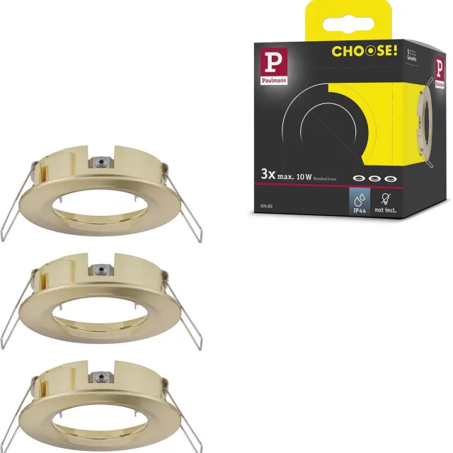 Paulmann Inbouwlamp Choose Basisset star IP44 rond 78 mm max. 3x10W 230V dimbaar Messing geborsteld