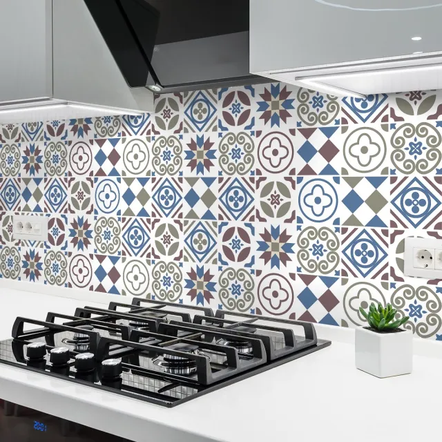 Ambiance Sticker Zelfklevende tegelmuurstickers voor keuken en badkamer - 24 QUONITA AZULEJOS tegelstickers - 24 stickers 10x10cm Multi color