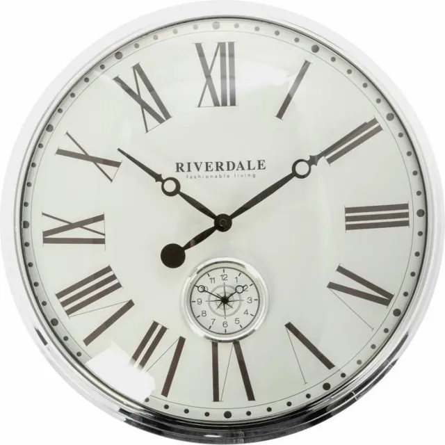 Riverdale London wandklok zilver, 50 cm