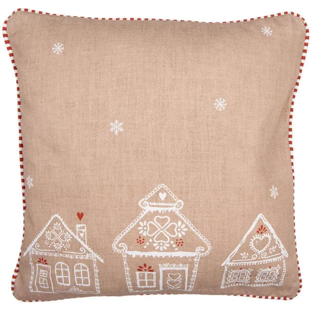 Clayre & Eef Kussenhoes 40x40 cm Bruin Katoen Gingerbread house