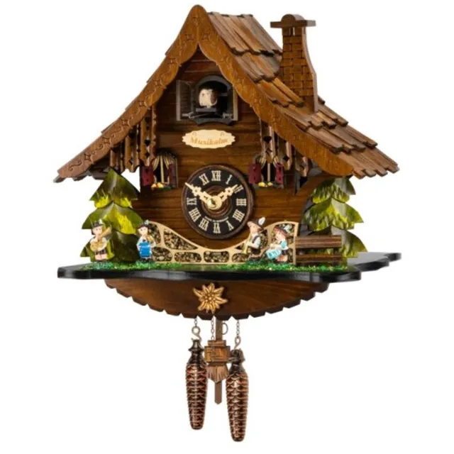 Engstler 47111_Q - Koekoeksklok - Kwarts - Notenhout - 25 cm Bruin
