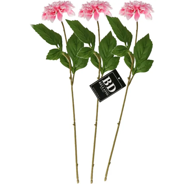 Bellatio Design Kunstbloem Dahlia - 3x - 50 cm - lichtroze - kunst zijdebloemen
