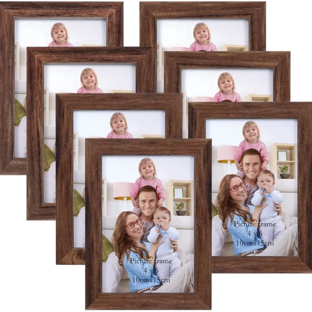 Ibenzoa Set van 7 Vintage Fotolijsten voor Collages en Decoratie in Huis Bruin