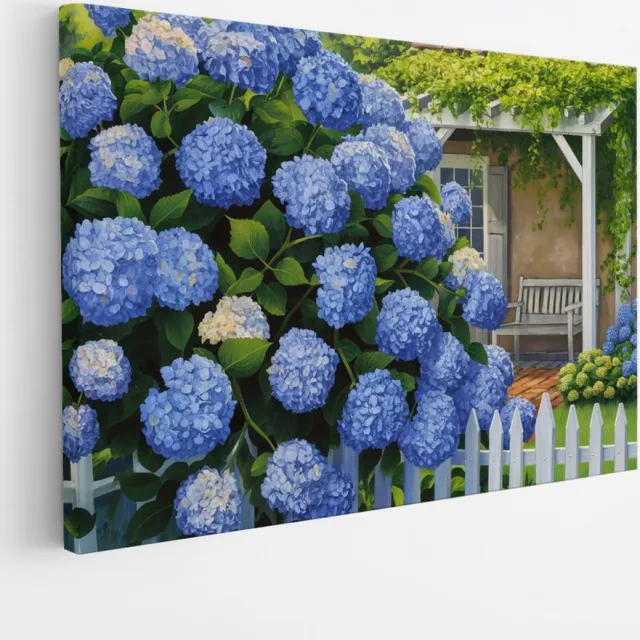Saammp Canvas Schilderij - blauw - Abstract - Bloemen - Natuur - 150x100 - Foto op canvas - Wanddecoratie - Muurdecoratie Woonkamer - Kantoor Decoratie Multicolor