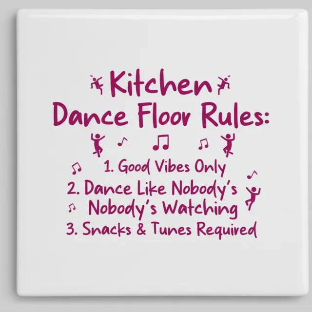 Nevolis Kitchen Dance Floor Rules Tegel – Grappige Keuken Quote Wanddecoratie – Keramische Tegel 15 x 15 cm Multi Color