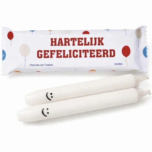 Memories Are Timeless Gefeliciteerd Cadeau - Dinerkaarsen met Smiley - Cadeauverpakking met Ballonnen - Memories Are Timeless