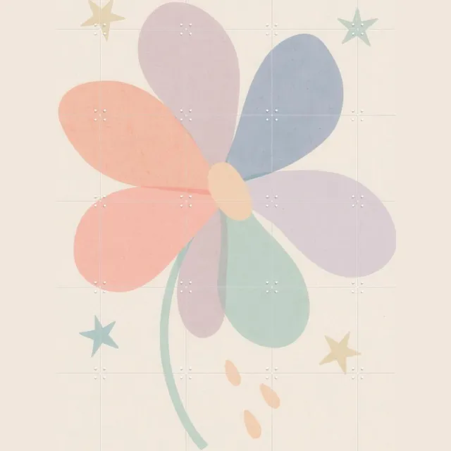 IXXI Petal Dreams, Treechild & Various - 100 x 140 cm - Grote wanddecoratie en posters - Modern, Speels, Fantasierijk, Abstract, Kleurrijk Paars / Groen / Beige / Roze