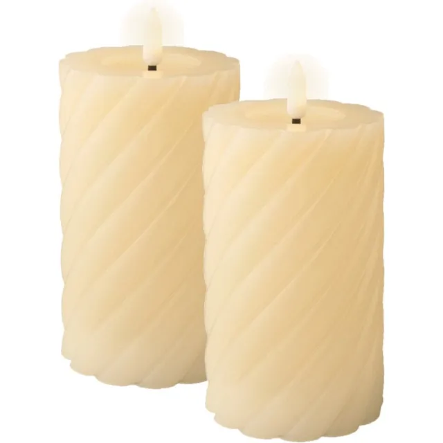 Lumineo Luxe LED kaarsen/stompkaarsen - 2x - creme wit - D7,5 x H15 cm - timer