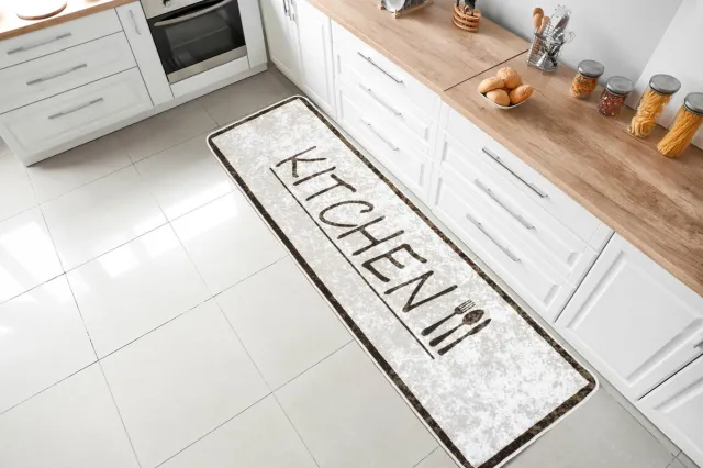 flycarpets Kitchen Wasbaar Keukenloper / Keukenmat - Bruin / Beige - Keuken Tapijt - 60x180 cm