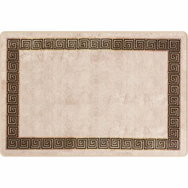 vidaXL Tapijt - Runner - MARSA - Beige - en - Zwart - 100 - x - 150 - cm