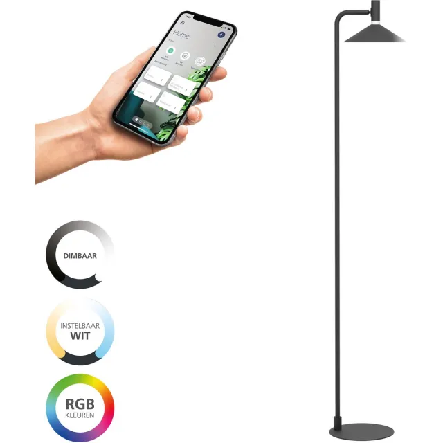 EGLO connect.z Conomavilla-Z Smart Vloerlamp - LED - 151 cm - Zwart/Wit - Instelbaar RGB & wit licht - Dimbaar - Zigbee