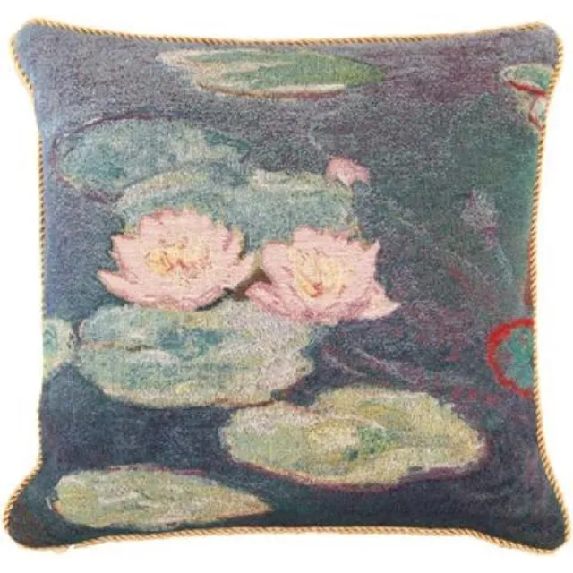 Signare Kussenhoes - Gobelinstof - Monet - Water Lelie - 45 cm Blauw