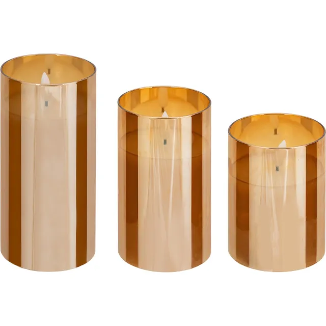 Atmosphera LED kaarsen met flikkerend effect - Set van 3 stuks - Amber Ambre