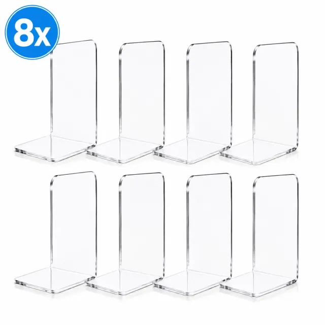 Novaware Boekensteun Plexiglas - 8 Stuks - Boekensteunen - Plank Organizer - Doorzichtig Boekenstandaard - Boeksteun - Boekenhouder - Boekenrek – Transparant