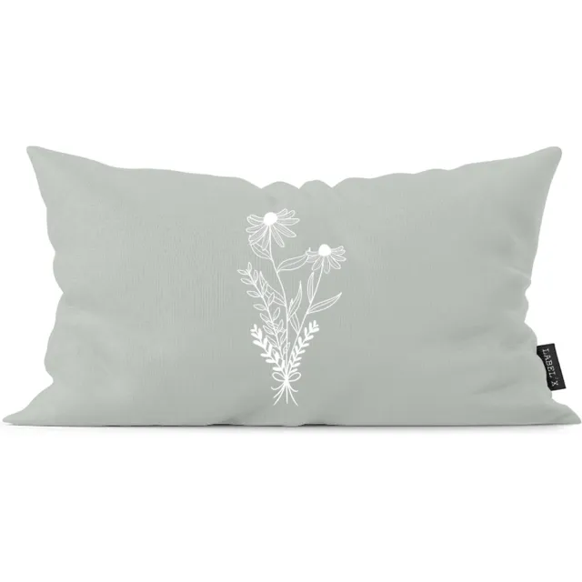 Label2X Kussen flower mint 50 x 30 cm / Binnen black