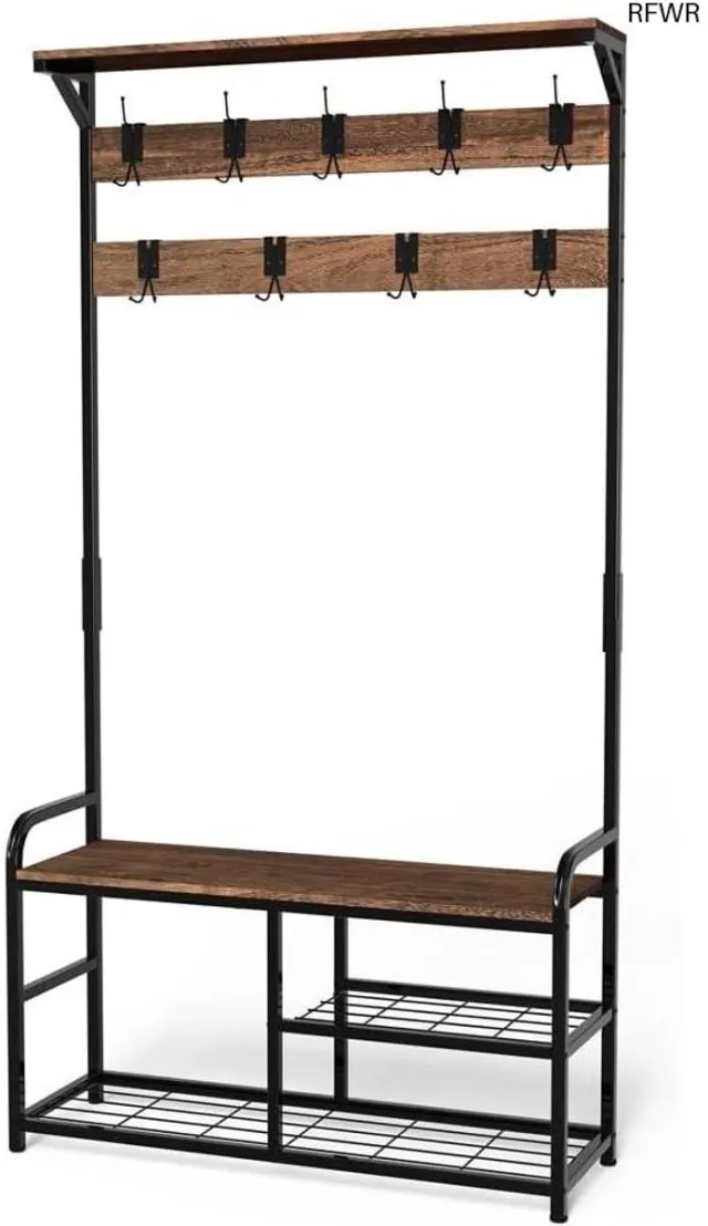 RFWR Multifunctionele Kapstok met Bank en Schoenenrek - 4-in-1 Oplossing voor de Entree