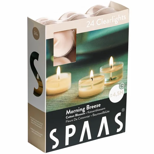 Spaas Geurende Clearlights Theelichten Kaarsen - Morning Breeze - circa 4,5u - 72 stuks Lichtroze