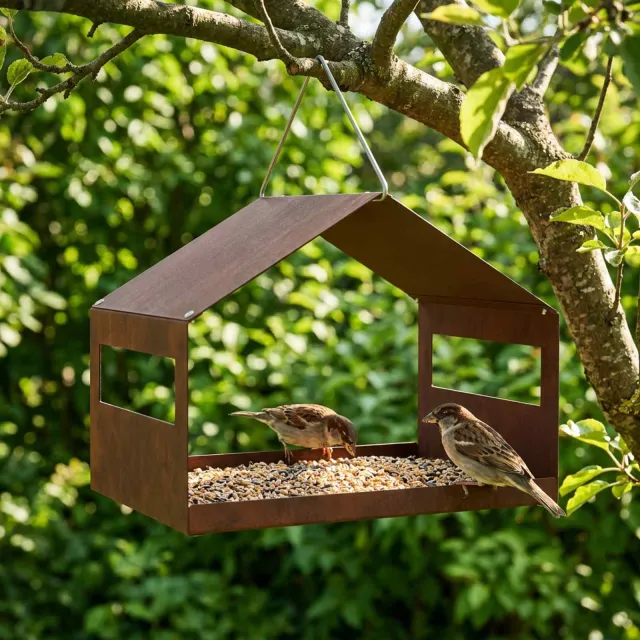 vidaXL Hangend vogelvoederhuisje weervast staal Roestkleurig Roestig