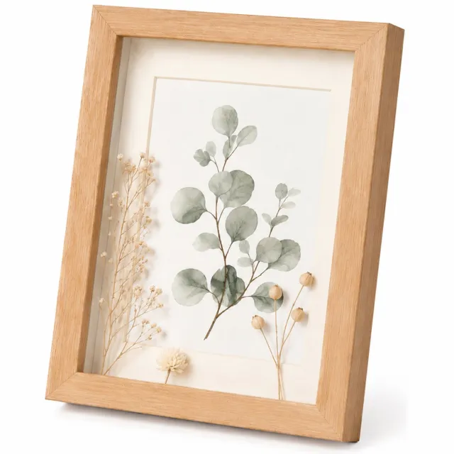 SWGOTA MDF-fotolijst A3 (29,7 x 42 cm), naturel houtkleur, 2 cm diepe binnenruimte, met glas, passe-partout en afbeelding