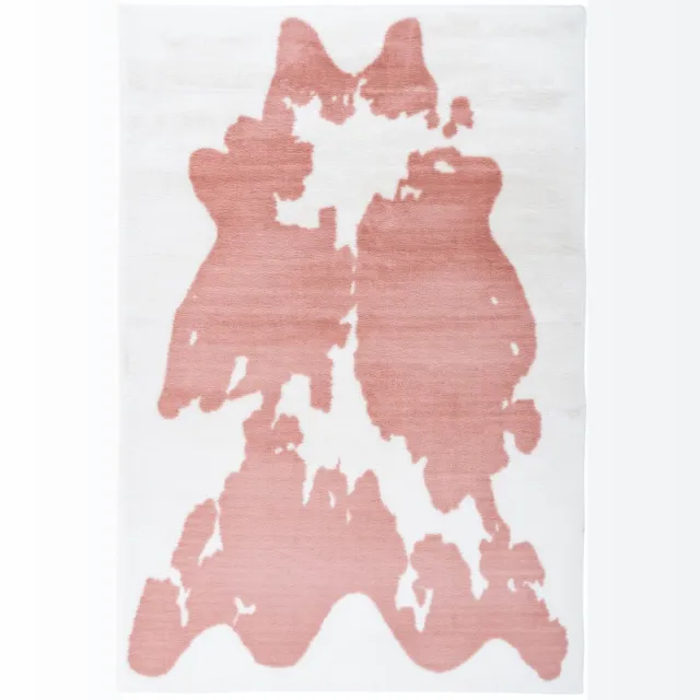 Padiro knus hoogpolig vloerkleed 120 x 160 cm - oudroze - karaktervolle koeienhuidprint - voor vloerverwarming - van polyester en katoen