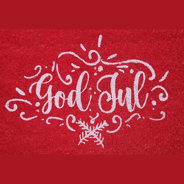 House of Seasons deurmat kerst, God Jul rood 60x40x1,6cm