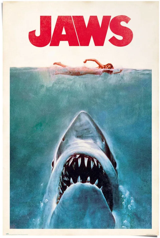 Poster Jaws - 91,5 x 61 - Papier - REINDERS blauw