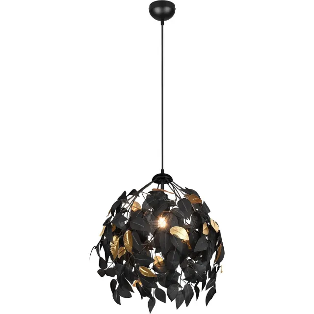 RL LIVE YOUR LIGHT REALITY LEAVY - Kroonluchter - Zwart mat - excl. 1x E27 28 W - Plafondbevestiging - Patroon bescherming - In hoogte verstelbaar