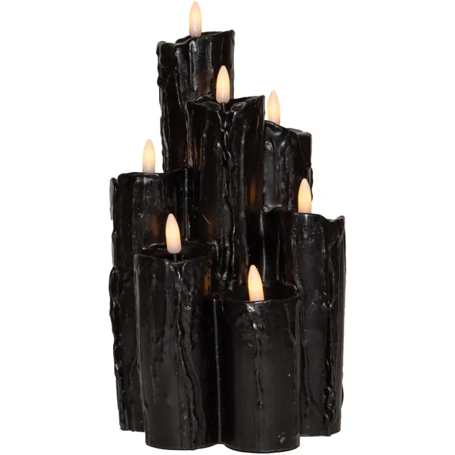 Anna's Collection Halloween LED kaarsen/druipkaarsen - zwart - met timer - 15 x 15 x 25 cm