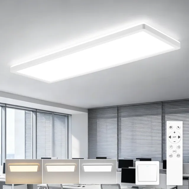 NETTLIFE LED Paneel 58x20 cm - Dimbare Plafondlamp met Afstandsbediening - Wit - 22W - Flach Design - Kantoorlamp Rechthoekig - Binnenverlichting - Daglichtlamp - voor Kantoor | Werkplaats | Gang | Keuken | Woonkamer