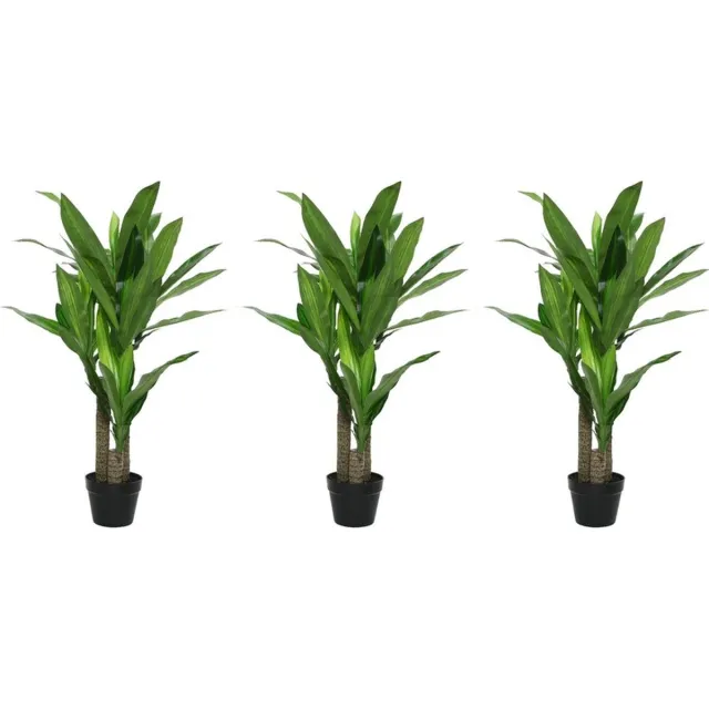 Shoppartners Bellatio flowers & plants Kunstplant drakenbloedboom - 3x - in pot - Dracaena - 105 cm groen