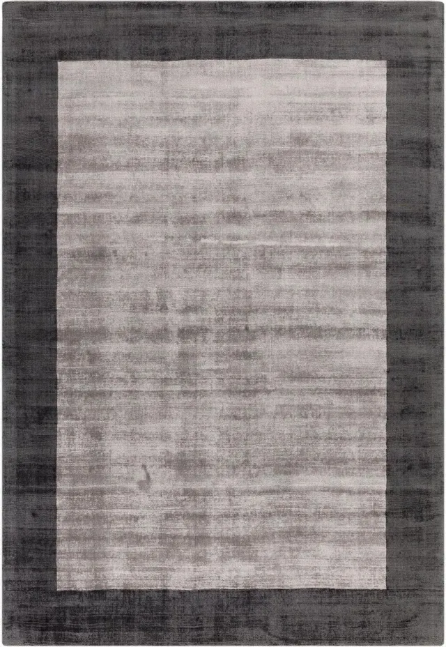 Eazy Living Easy Living - Blade-Border-Rug-Charcoal-Silver Vloerkleed - 160x230 - Rechthoek - Laagpolig Tapijt - Klassiek - Antraciet, Grijs