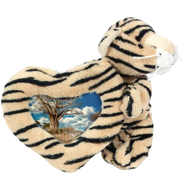 PIA Soft Toys Babypluche Tijger fotokader - 16 cm - Hart beige