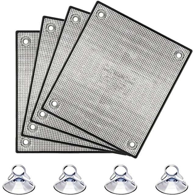 KZQ Verduisterende Raamfolie met Zuignappen - Dubbelzijdig Aluminiumfolie - Zonbescherming en Privacy - Hittewerend en Waterdicht - 4 Stuks van 60x90 cm Zilver